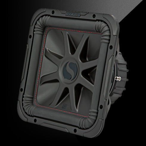 Car subwoofer with brand logo on a black background