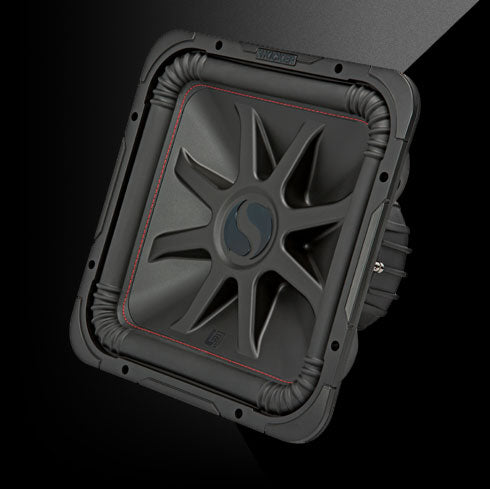 Car subwoofer with brand logo on a black background