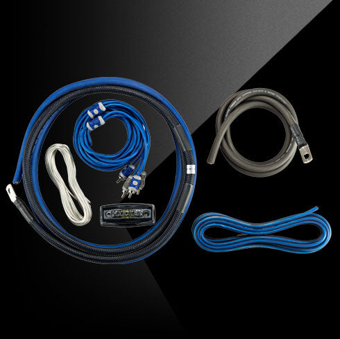 Set of electrical cables and connectors on a black background