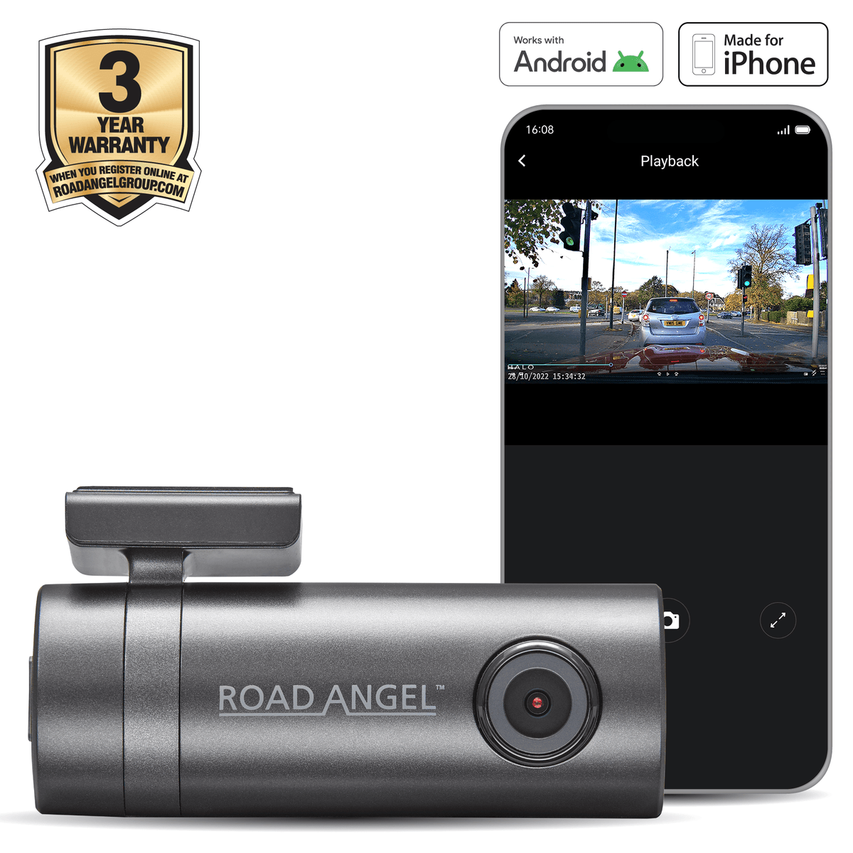 Road Angel Halo Go 2 1296p Full HD Compact Dash Cam — Car Audio Discount