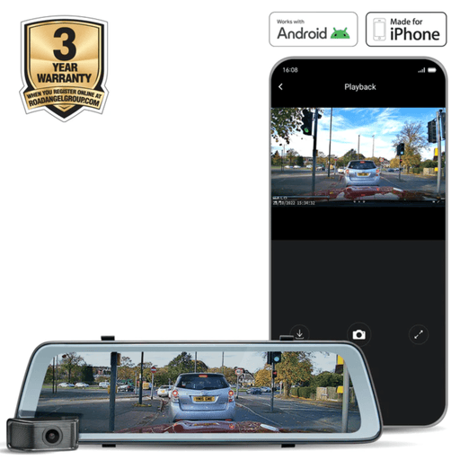 Road Angel Halo View 2 USB-C mirror dash cam RA7300C installed in car