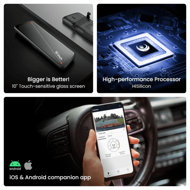 Road Angel Halo View 2 USB-C mirror dash cam RA7300C installed in car