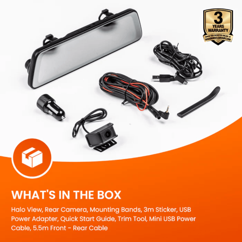 Road Angel Halo View 2 USB-C mirror dash cam RA7300C installed in car