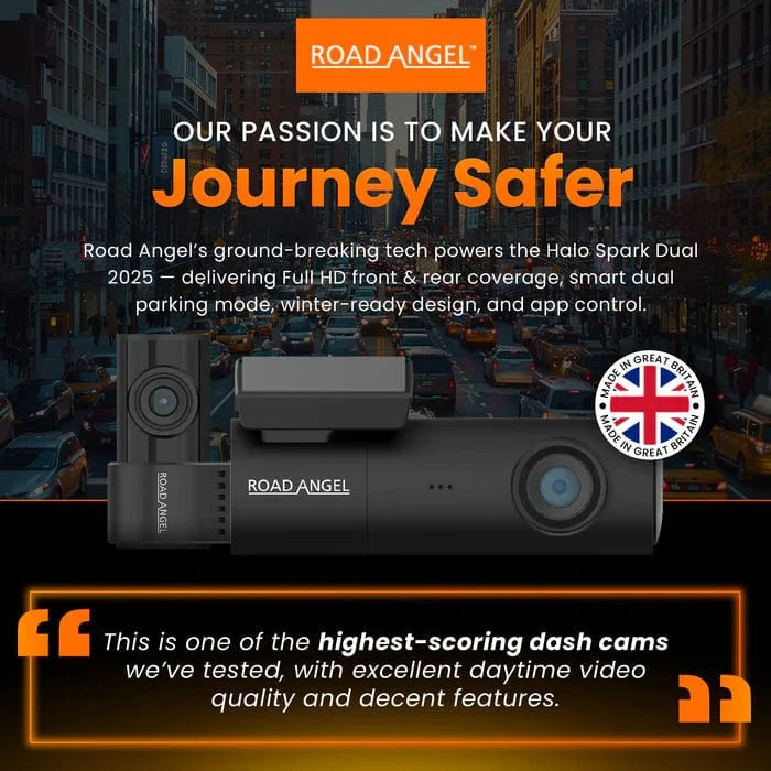 Road Angel Halo Spark Dual Dash Camera – Front and Rear Units