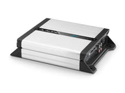 JL Audio JD2000 car audio amplifier with a brushed silver aluminum top and black side panels, shown at an angle on a white background.