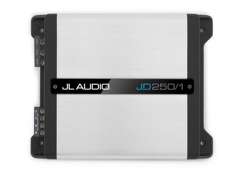 JL Audio JD500/1 amplifier on a white background