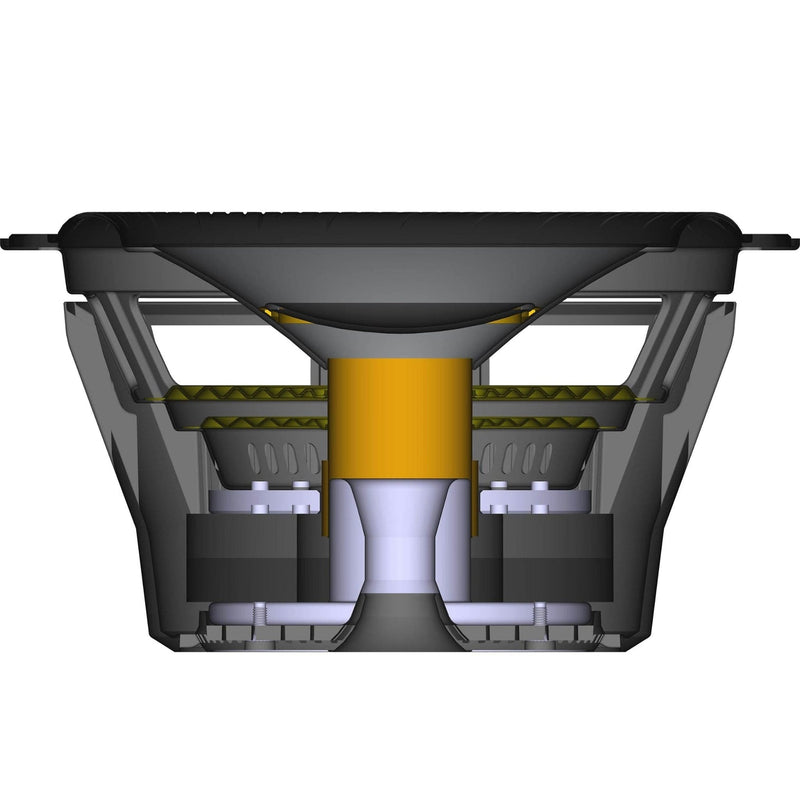 Technical diagram of a mechanical component with a yellow central part on a white background