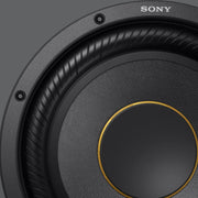 Sony speaker driver with gold accent on a gray background