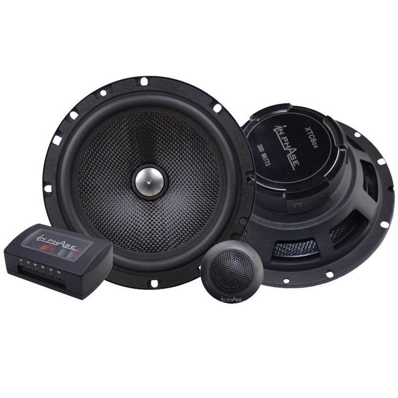 In Phase XTC6CX 6.5” 16.5cm 600 Watt 2 Way Component Door Speakers with Tweeters and Grills