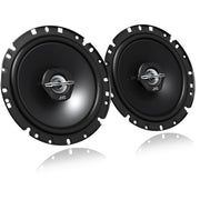 A pair of black JVC CS-J1720X 17cm 2-Way Coaxial Speakers with visible woofer and tweeter components.