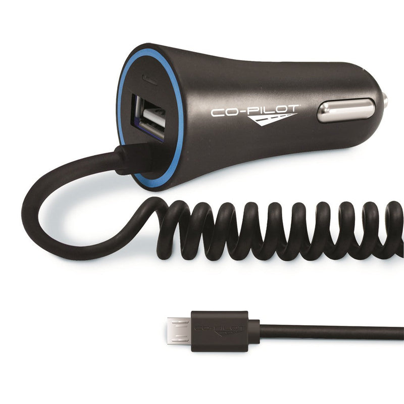 Co-Pilot CPCE6 Coiled Universal Micro USB Car Charger