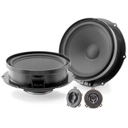 A set of Focal IS VW 180 2-way component car speakers, including a pair of speakers and tweeters, with a black finish.