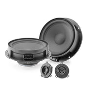 A pair of black Focal IS VW 155 car speakers, including the front view and a close-up of the tweeter.