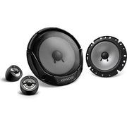 A set of Kenwood KFC-E170P component speaker system, including two 6.5' woofers and two 1' dome tweeters, with in-line crossover networks.
