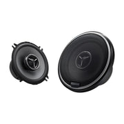 A pair of Kenwood KFC-X134 2-way car speakers, black in color with a polypropylene diaphragm and a soft dome tweeter.