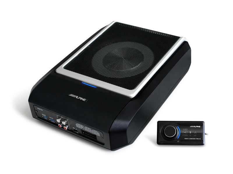 “Alpine PWD-X5 4.1 channel DSP with built-in powered subwoofer – compact all-in-one car audio upgrade.”