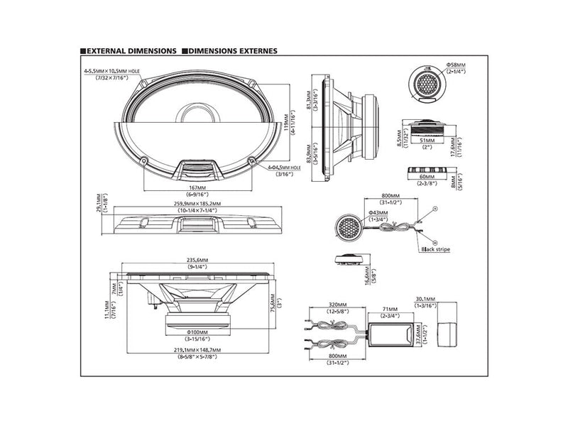 Alpine R2-S69C 6x9" R-Series component 2-way car speakers — 300W peak, 100W RMS
