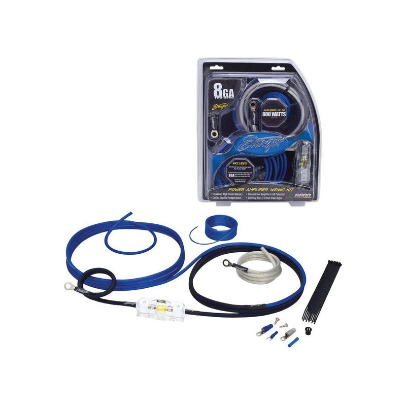 Stinger SK6281 8GA power wiring kit for car amplifier installation
