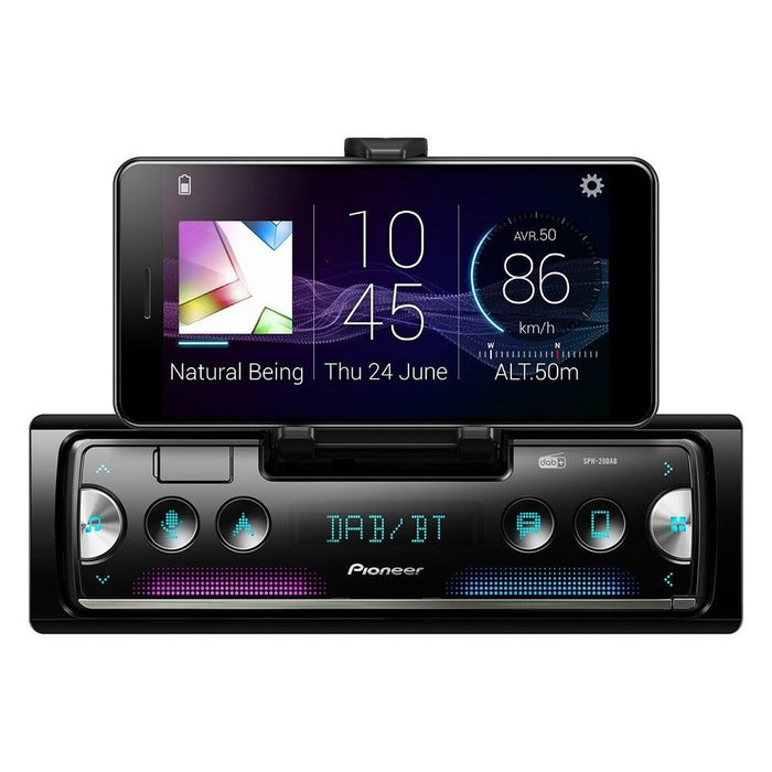 Pioneer SPH-20DAB Next generation 1-DIN receiver with DAB/DAB+ Digital Radio, Bluetooth, USB and Spotify. Connects to iPhone & Android devices.
