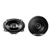 A pair of Pioneer TS-G1310F 13cm Dual Cone Car Speakers with grills, predominantly black in color.