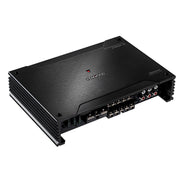 Kenwood X802-5 Class D High Power 5 Channel Amplifier, black in color with terminal view showing various connection points.
